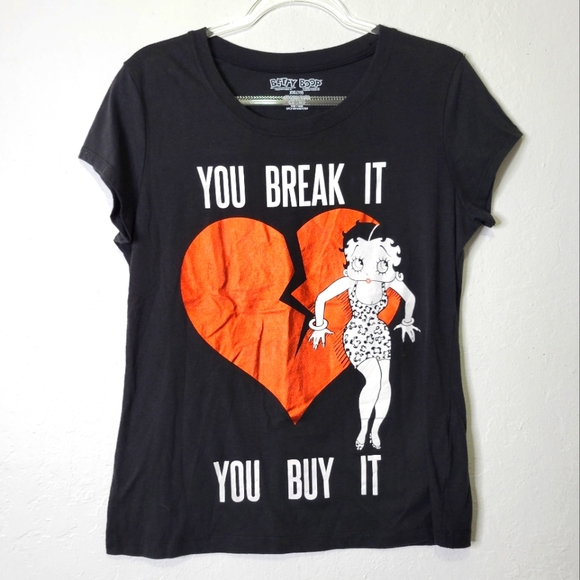 Betty Boop Tops - Betty Boop You Break It You Bought It Heart T-Shirt XXL (19)